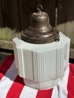 Antique Deco Skyscraper Milk Glass Ceiling Light Fixture Schoolhouse Farmhouse 