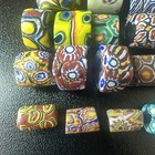 19 Antique Venetian Millefiori Glass Trade Beads - Mosaic Cylinder Murrine Lot