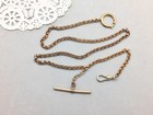 Antique Watch Chain   Necklace 20  Choker Rolo Belcher Gold Tone Bar Swivel Clip