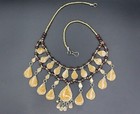 Vintage Afghan Alpaka Necklace  Unique Enamel Beads Tassels Costuming  Necklace 