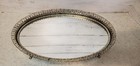 Vintage Oval Vanity Mirror Tray Silver Tone Metal Filigree Mcm Grandmacore 12 