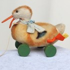 Antique Steiff Duck On Wheels 1940s W Button Tag Chest Label   Original Ribbon