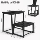 2 Steps Footstool Heavy Duty Bedside Stepping Stool W metal Frame Hold Up 500lb