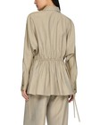 Lafayette 148 New York Gathered Waist Tie Detail Silk Shirt Women s  L