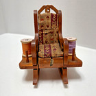Vintage Mij Japan Rocking Chair Pin Cushion Thread Holder Tape Measure Sewing