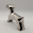 Stylized Cubist Schnauzer Terrier Dog Figurine Chrome Colored Metal Statue
