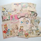 15 Vtg Birthday Cards Party Invitations 1930 s Pastels Crafts Scrapbooking Lot