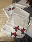 New   Italian Linen Hand Stitched Christmas Table Cloth   Matching Napkins