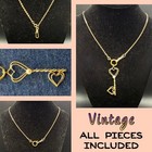Vintage 12k Gold Filled Watch Chain Necklace Fob  Swivel Dog Clip  Heart Key 20   