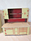 Vintage 4-pc Early Wolverine Metal Child s Toy Kitchen Sink Stove Cabinet Fridge