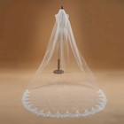 White Ivory Cathedral Wedding Bridal Veils Lace Applique Edge Veil With Comb 3m