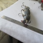 Fishing Lure Unknown 3     Wood Injured Minnow  Glass Eyes Green