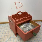 Vintage Wood Pine Sewing Caddy Box Folk Art With Drawer Spool Holders