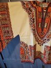 New Vtg 70s Kaftan Shirt Dashiki Africa Print Bell Sleeve Hippie Xl Ivory 