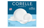 Corelle 12 Piece White Glass Dinnerware Set Plates Bowls Service For 4