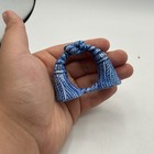 Set Of 6 Vtg Cermic Blue white Napkin Rings Tassels Design Hand Painted- Rare