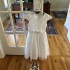 Emerald Gumdrops White Formal Flower Girl Wedding Dress Christening 8   Shoes 13