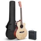 41  Acoustic Electric Guitar Beginner Set - Amp Eq Cutaway Jumbo Gig Bag Natural