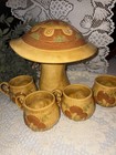 Vintage Arnell   s Mushroom Pottery Mushroom Mug Tree Holder mug Set Rare Find 