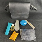 Lufthansa First Class Black Leather Crossbody Bag Amenity Kit Aigner Mcm Travel