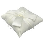 Wedding Ring Bearer Pillow Bow Satin White Elegant Ceremony Bridal Decor