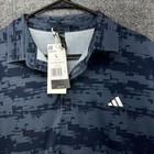 New Nwt Adidas Polo Golf Shirt Mens Large Blue Digital Pattern Stretch Lt365