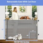 Retractable Dog Gate 55  Wide Mesh Pet Gate With Cat Door Indoor Outdoor