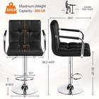 Black Barstools Swivel Leather Stool Adjustable Bar Chair Kitchen Chairs  2pcs