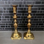 Vintage Candle Holders Pair Pillar Candlesticks 10    Tall  Brass Gold