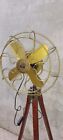Brass Antique Floor Standing Electric Fan Royal London Fan With Wood Tripod