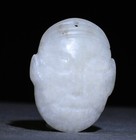 Chinese Dynasty Natural Hetian Jade Carve People Person Face Head Mask Pendant