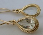 9ct Solid Gold Vintage Insp Natural Green Amethyst Drop Earrings E13