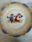 Set Of 6 Vintage Bavaria Porcelain Kitten Plates Blue   Gold Rim Trim Decorative