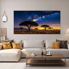 Panoramic Abstract Canvas Wall Art Print 60x30 African Savannah Night Sky Decor