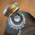 Antique Brass Crystal Inkwell Scroll With Musical Notes And Feather