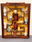 Vintage Chinese Wall-mounted Curio Display Wood Cabinet 24    X 18    X 3-3 4    Inch 