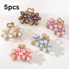 Flower Hair Clips Set 5pc Crystal Rhinestone Metal Side Hair Pins Bridal Wedding
