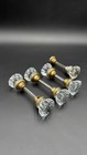Lot Of Vintage 12 Point Glass Door Knobs W  Spindles Brass Hardware