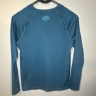 Under Armour Heatgear Boys Blue Long Sleeve Crew Neck Graphic Logo Tee Ylg