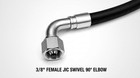 2wire 3 8  Hydraulic Hose Assembly  6jic Female Straight X  6jic 90 Degree 4785