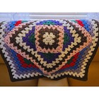 Vtg Handmade Granny Square Crochet Afghan Blanket 30x29 Boho Multi-color Retro