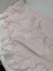 Set 2 Vtg Handmade Pink Baby Crib Quilt  Pillow Sham Ruffled Good