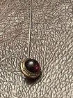 Victorian Gold Cabochon Garnet Tie Pin Hat Pin Straight Ruby Red Stone Antique