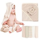 6-pack Organic Cotton Baby Hooded Towel   L   37 5 X 37 5 Inch   Brown