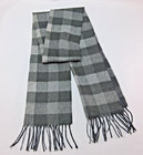 Luxury 100  Cashmere Scarf Gray Plaid Check Hand Tailored Made In Germany Soft