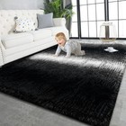  Super Soft Shaggy Rugs Fluffy Carpets  4x5 9 4  X 6   rectangular  Black White