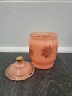 Vintage Vanity Jar Opaline Glass Pink peach With Gold Accent