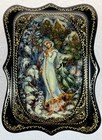 Vintage 2003 Palekh Russian Lacquer Trinket Box Snow Maiden Hand Painted Signed