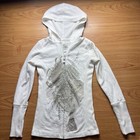 Cirque Du Soleil Women s Full Zip Hoodie White Gray Graphic Embroidered Size Xs