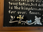Antique Reverse Painted Glass   Foil Art The Lords Prayer Oak Framed